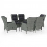 7 pcs conjunto de jantar para jardim cinzento-claro 2