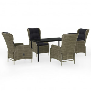 5 pcs conjunto de jantar para jardim castanho H