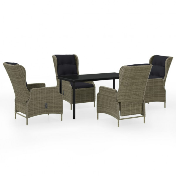 Juego de comedor de jardín de 5 piezas marrón M 2