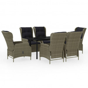 7 pcs conjunto de jantar para jardim castanho H