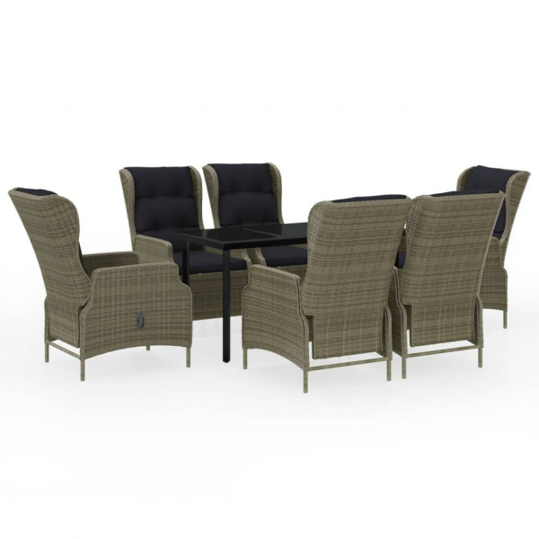 Juego de comedor para jardín 7 piezas marrón M 2