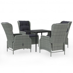 Juego de comedor de jardín 5 piezas gris claro H