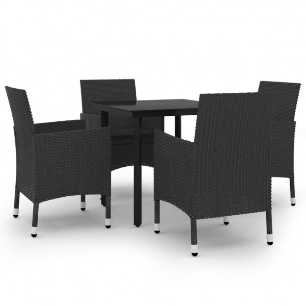 Set comedor de jardín 5 pzas y cojines ratán sintético y vidrio M 2