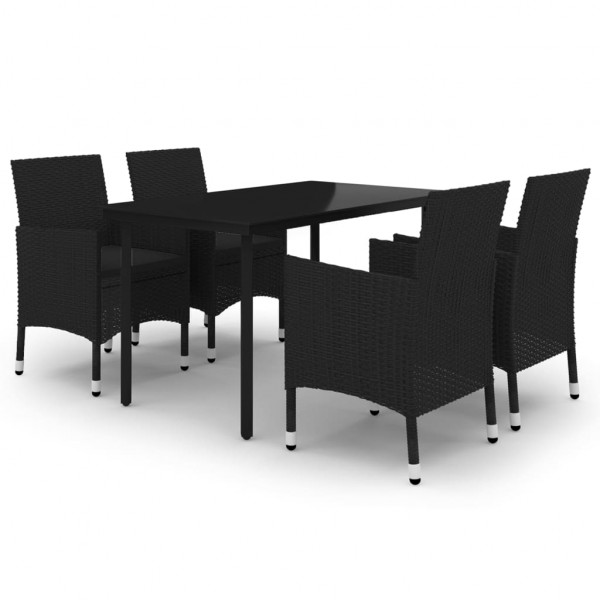 Set comedor de jardín 5 pzas y cojines ratán sintético y vidrio M 2
