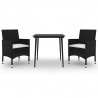 Set comedor de jardín 3 pzas y cojines ratán sintético y vidrio 2