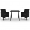 Set comedor de jardín 3 pzas y cojines ratán sintético y vidrio 2