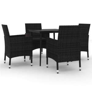 Set comedor de jardín 5 pzas y cojines ratán sintético y vidrio H
