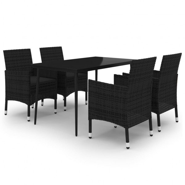Set comedor de jardín 5 pzas y cojines ratán sintético y vidrio M 2