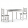 3 pcs conjunto mesa e cadeiras infantil MDF branco e cinzento 2