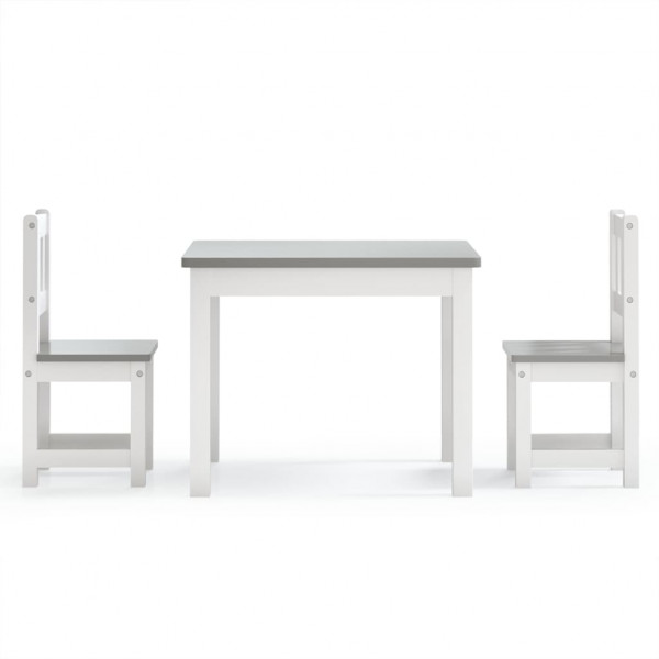 Mesa y sillas infantiles 3 piezas MDF blanco y gris M 3