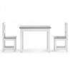 3 pcs conjunto mesa e cadeiras infantil MDF branco e cinzento 3