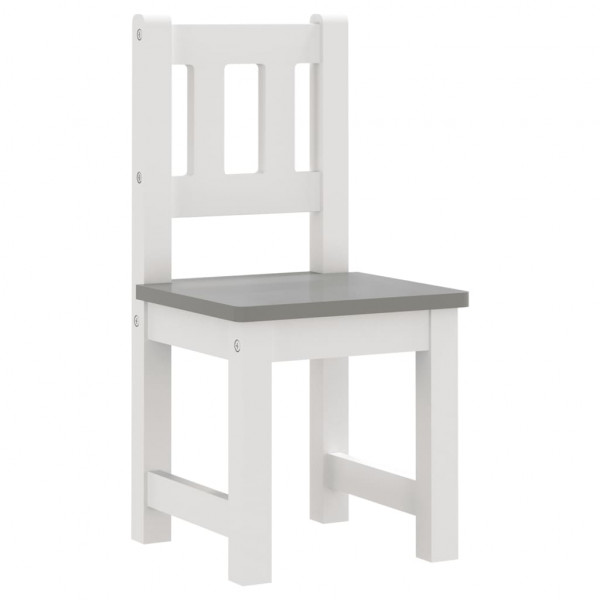 3 pcs conjunto mesa e cadeiras infantil MDF branco e cinzento M 4