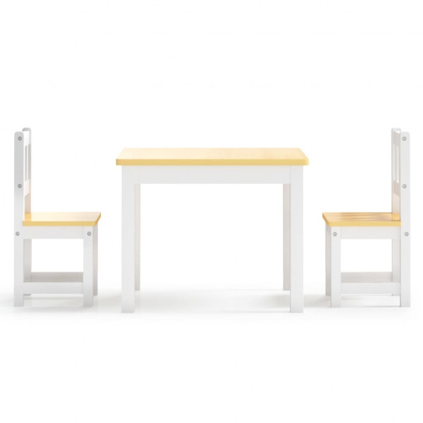3 pcs conjunto mesa e cadeiras infantil MDF branco e bege M 3