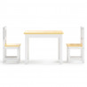 3 pcs conjunto mesa e cadeiras infantil MDF branco e bege 3