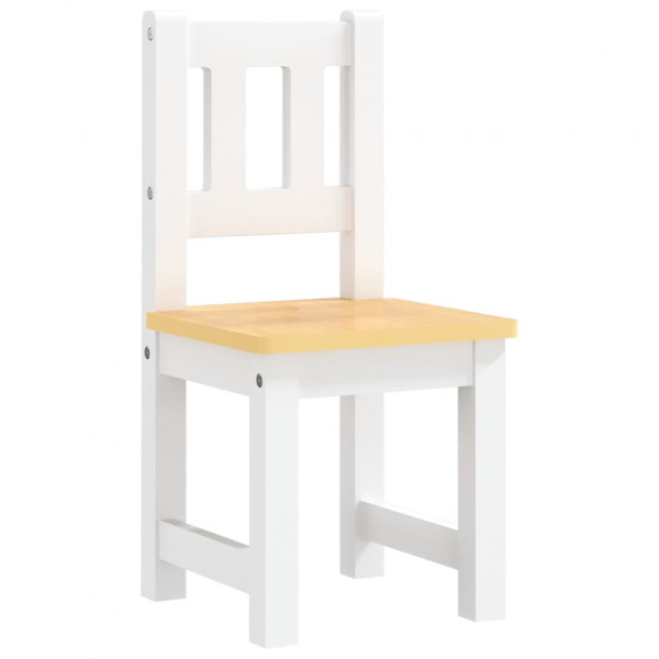 3 pcs conjunto mesa e cadeiras infantil MDF branco e bege M 4