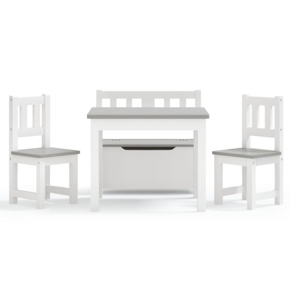 Mesa y sillas infantiles 4 piezas MDF blanco y gris M 3