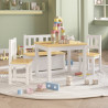4 pcs conjunto mesa e cadeiras infantil MDF branco e bege 1