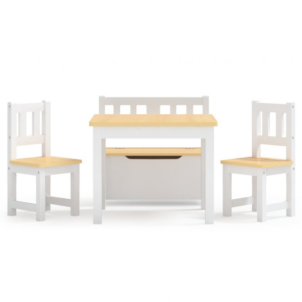 Mesa y sillas infantiles 4 piezas MDF blanco y beige M 3