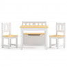4 pcs conjunto mesa e cadeiras infantil MDF branco e bege 3