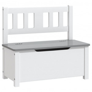 Banco de arrumação infantil 60x30x55 cm MDF branco e cinzento H