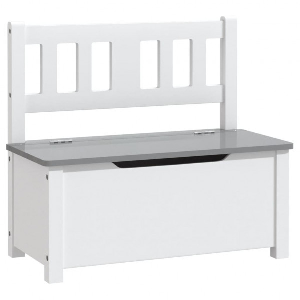 Banco de almacenaje para niños MDF blanco y gris 60x30x55 cm M 2