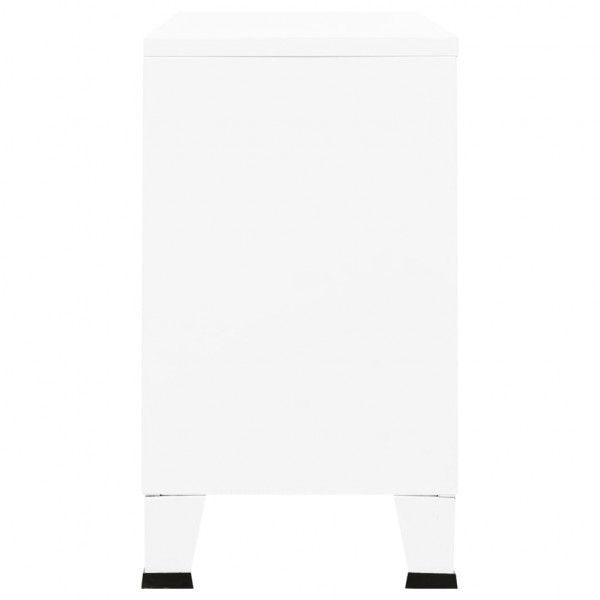 Aparador industrial de metal y vidrio blanco 105x35x62 cm M 4