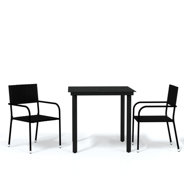 Juego de comedor para jardín 3 piezas negro M 2