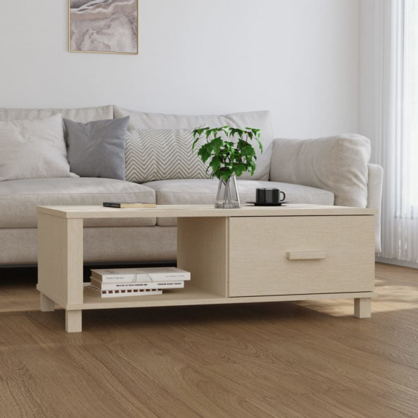 Mesa de centro HAMAR madera maciza pino marrón miel 100x55x35cm D