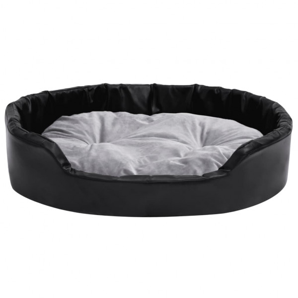 Cama para perros felpa y cuero sintético negro gris 90x79x20 cm M 4