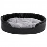 Cama para perros felpa y cuero sintético negro gris 90x79x20 cm 4