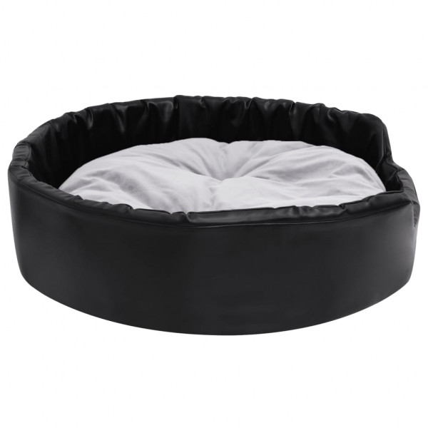 Cama para perros felpa y cuero sintético negro gris 90x79x20 cm M 5