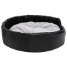 Cama para perros felpa y cuero sintético negro gris 90x79x20 cm 5