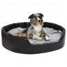Cama para perros felpa y cuero sintético negro gris 99x89x21 cm 1