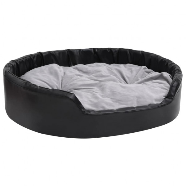 Cama para perros felpa y cuero sintético negro gris 99x89x21 cm M 2
