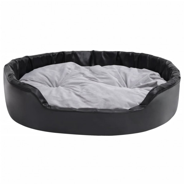 Cama para perros felpa y cuero sintético negro gris 99x89x21 cm M 4