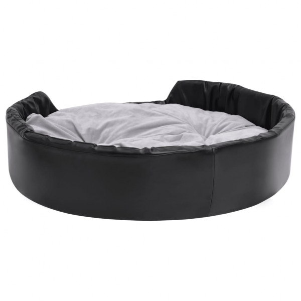 Cama para perros felpa y cuero sintético negro gris 99x89x21 cm M 5