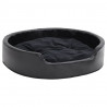 Cama para perros felpa y cuero sintético negra 79x70x19 cm 2
