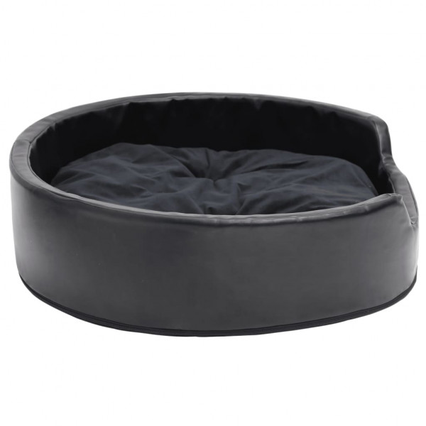 Cama para perros felpa y cuero sintético negra 79x70x19 cm M 5