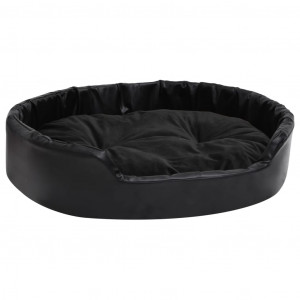 Cama para perros felpa y cuero sintético negra 90x79x20 cm H