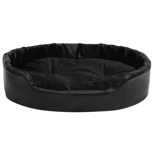 Cama para perros felpa y cuero sintético negra 90x79x20 cm M 4