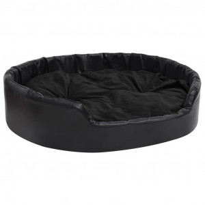 Cama para perros felpa y cuero sintético negro 99x89x21 cm H