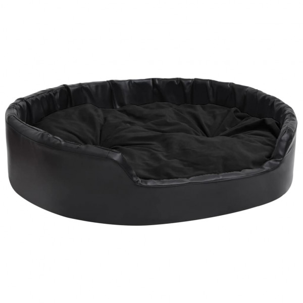Cama para perros felpa y cuero sintético negro 99x89x21 cm M 2