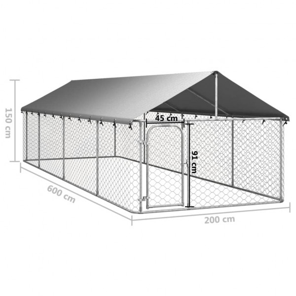 Perrera de exterior con tejado 600x200x150 cm M 5