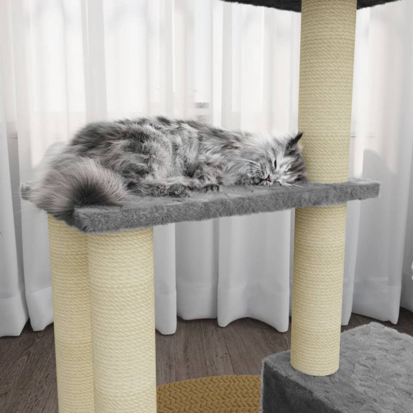 Rascador para gatos con postes de sisal gris claro 71 cm M 3