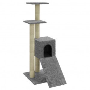 Árvore p/ gatos c/ postes arranhadores sisal 92 cm cinza-claro H