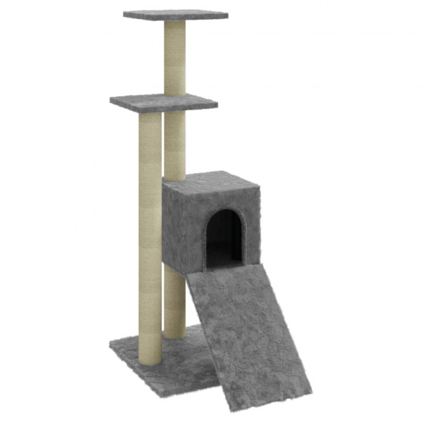 Rascador para gatos con postes de sisal gris claro 92 cm M 2
