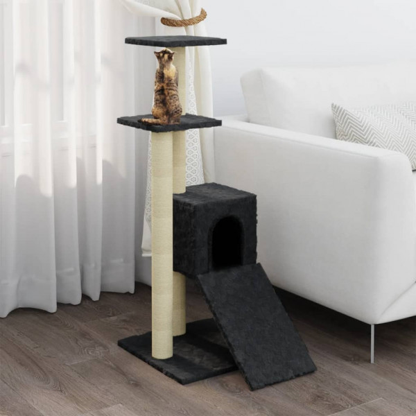 Rascador para gatos con postes de sisal gris oscuro 92 cm D