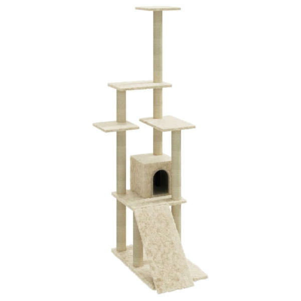 Árvore para gatos c/ postes arranhadores sisal 155 cm cor creme M 2