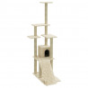 Rascador para gatos con postes de sisal color crema 155 cm 2