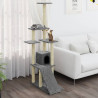 Rascador para gatos con postes de sisal gris claro 155 cm 1